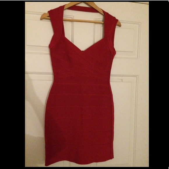 Herve Lege Bandeau Dress. Red. Worn once. Size M - Picture 1 of 2